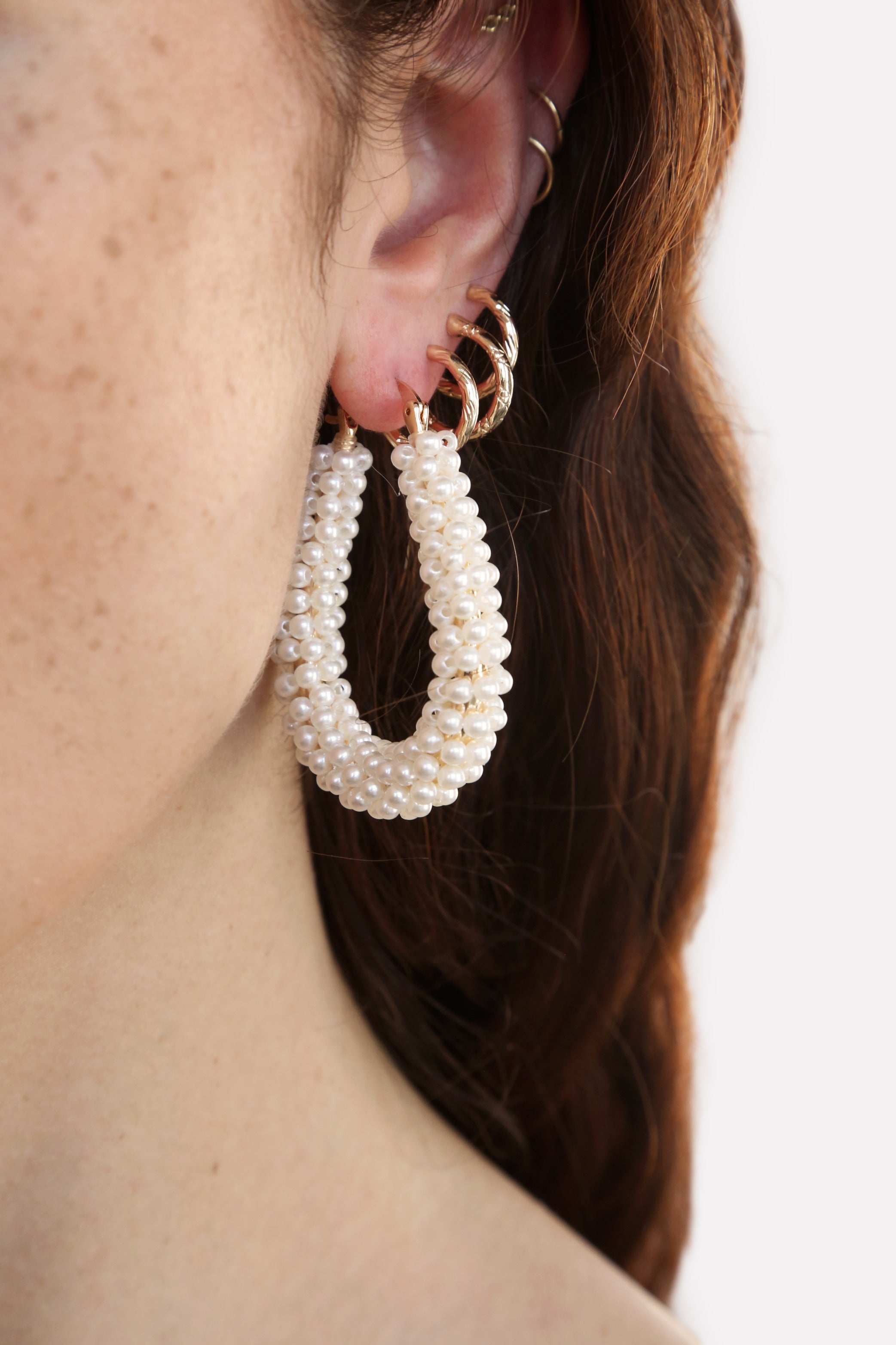 Pearl Wrapped Hoop Earrings-Vavasi