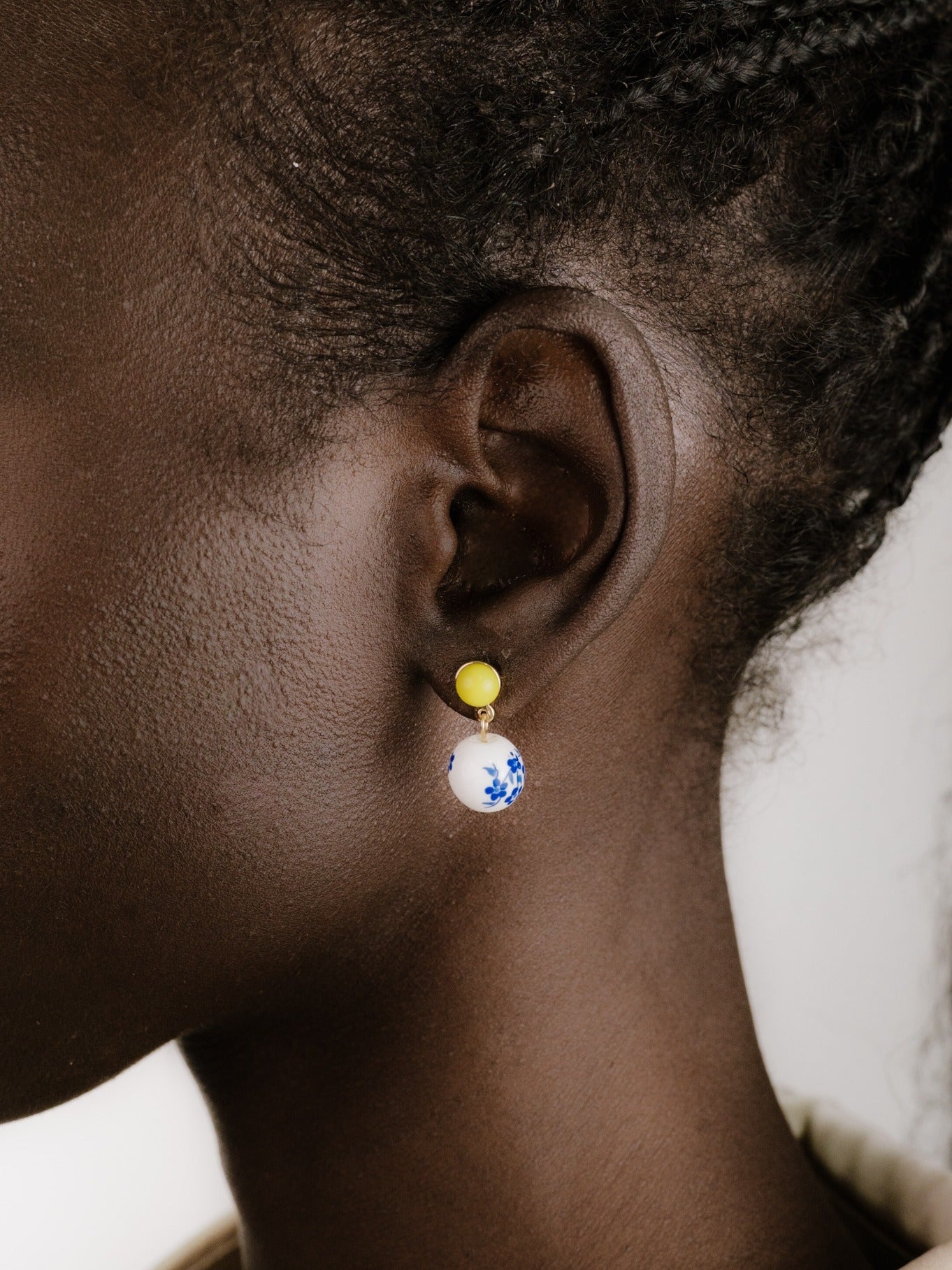 Indigo Floral Drop Earrings-Vavasi
