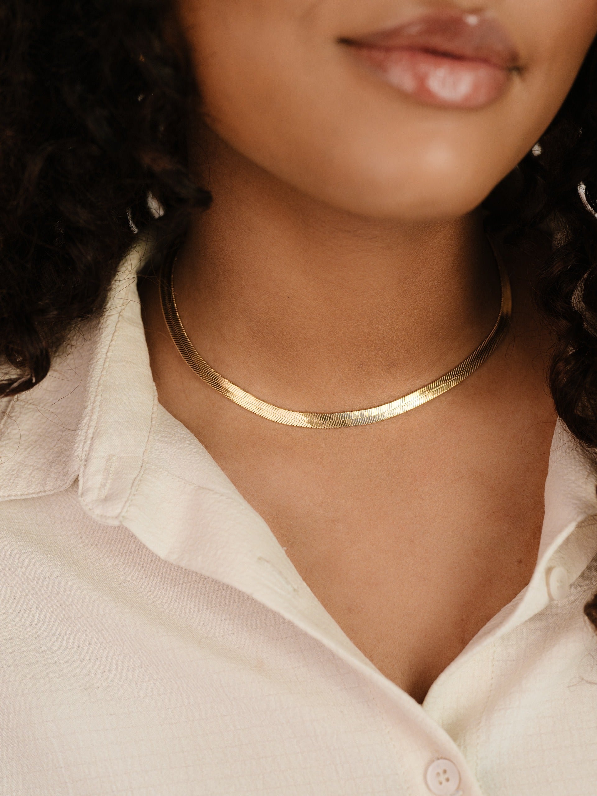 Brooklyn Flat Herringbone Chain Necklace-Vavasi