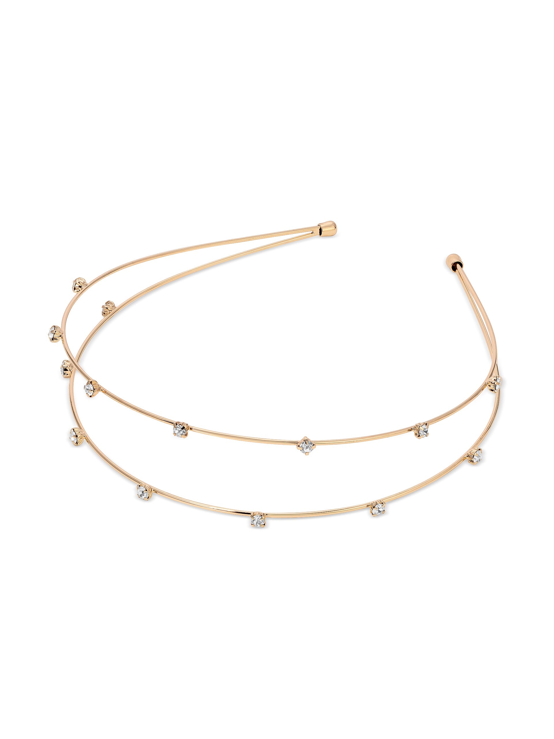 Delicate Crystal Dotted Gold Headband-Vavasi