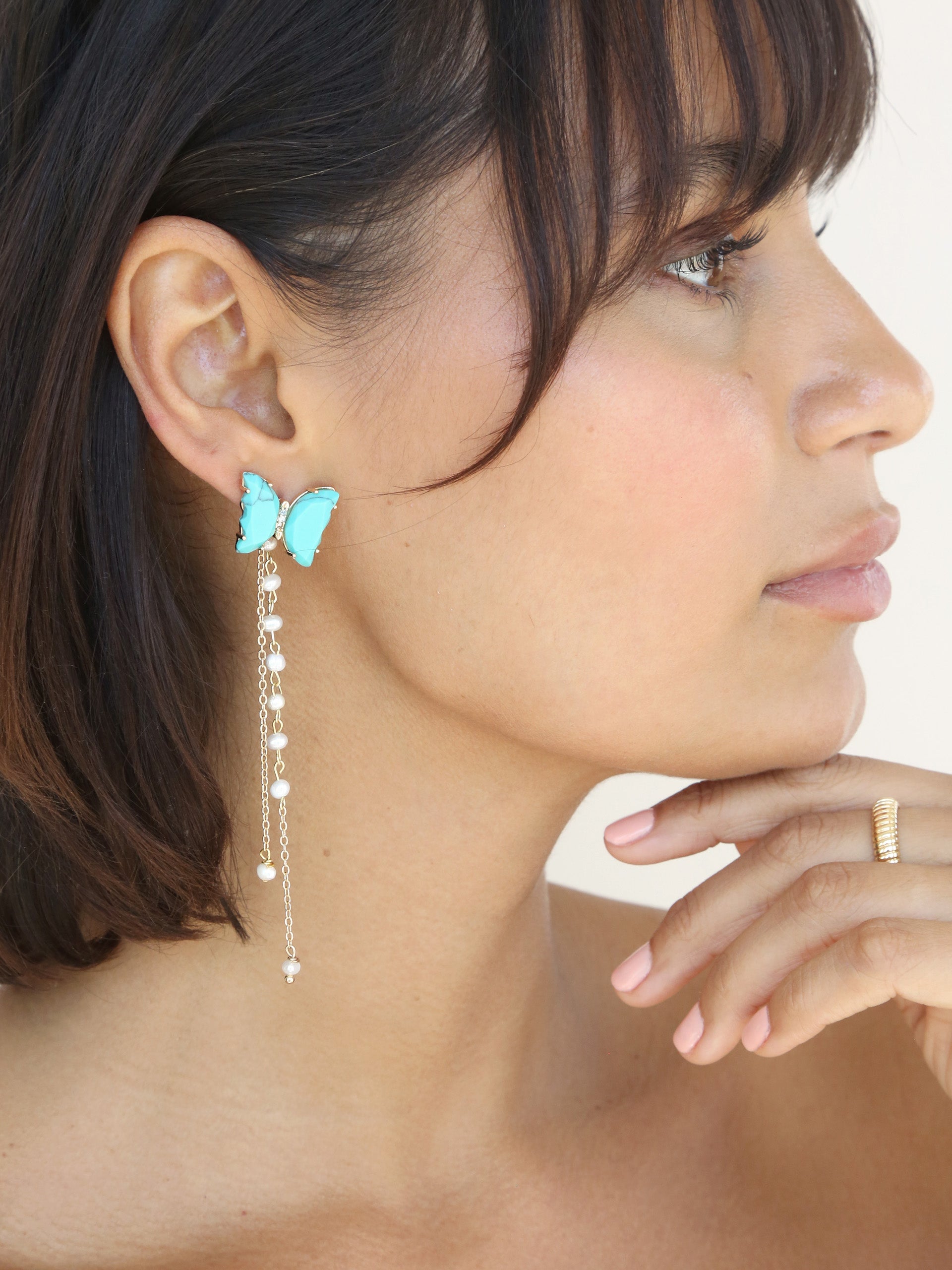 Turquoise Butterfly Dangle Earrings-Vavasi