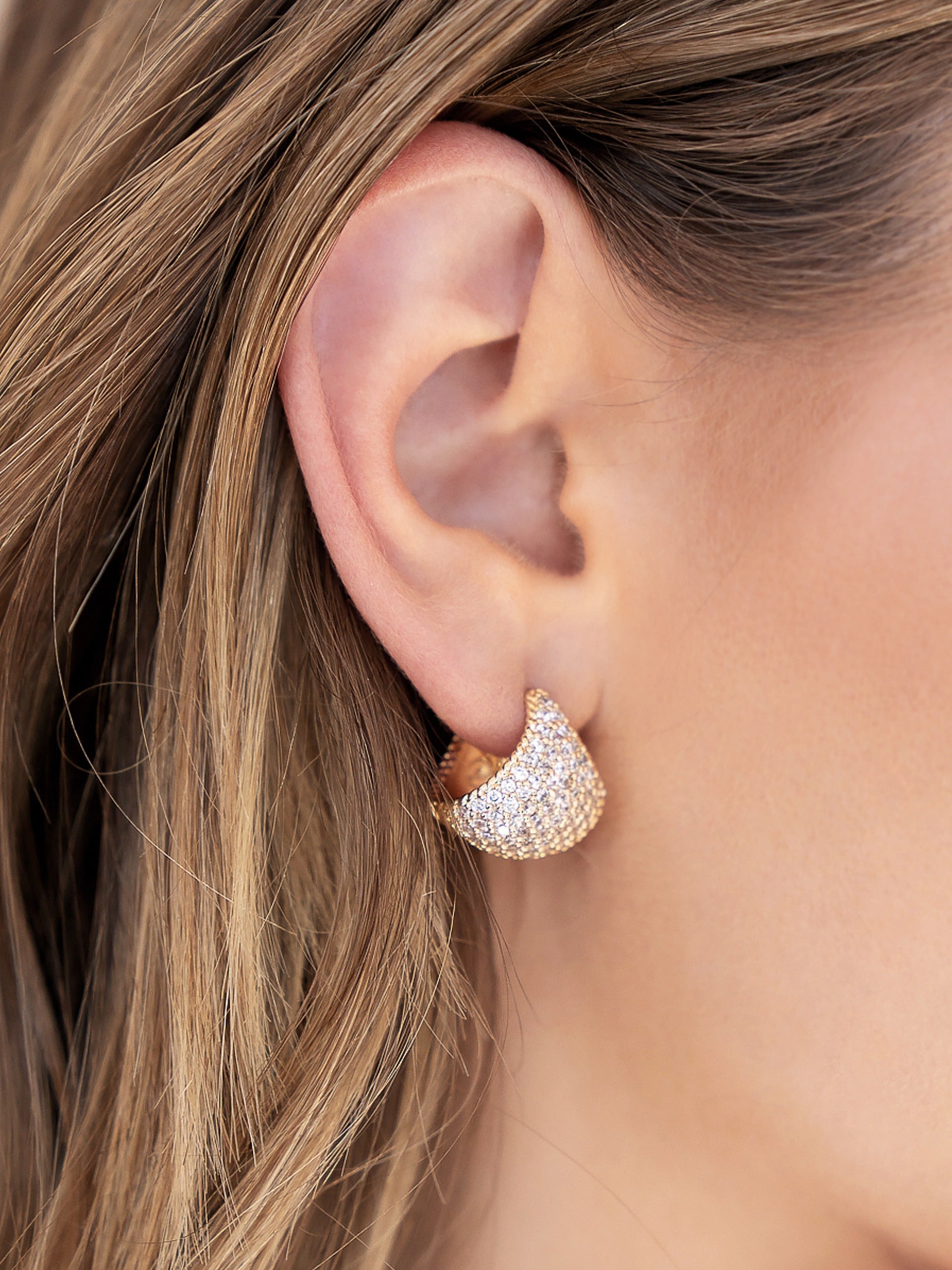 Pavé Encrusted Huggie Hoops-Vavasi