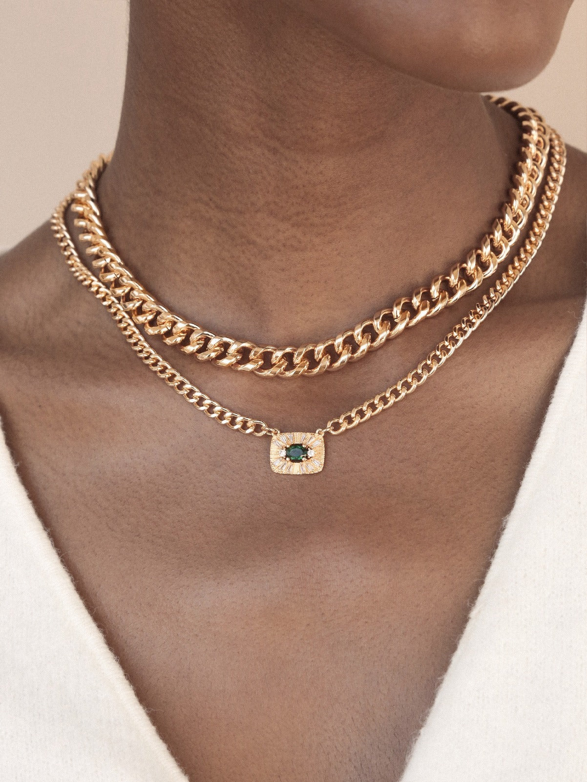 Emerald Green Crystal Pendant Necklace Set-Vavasi
