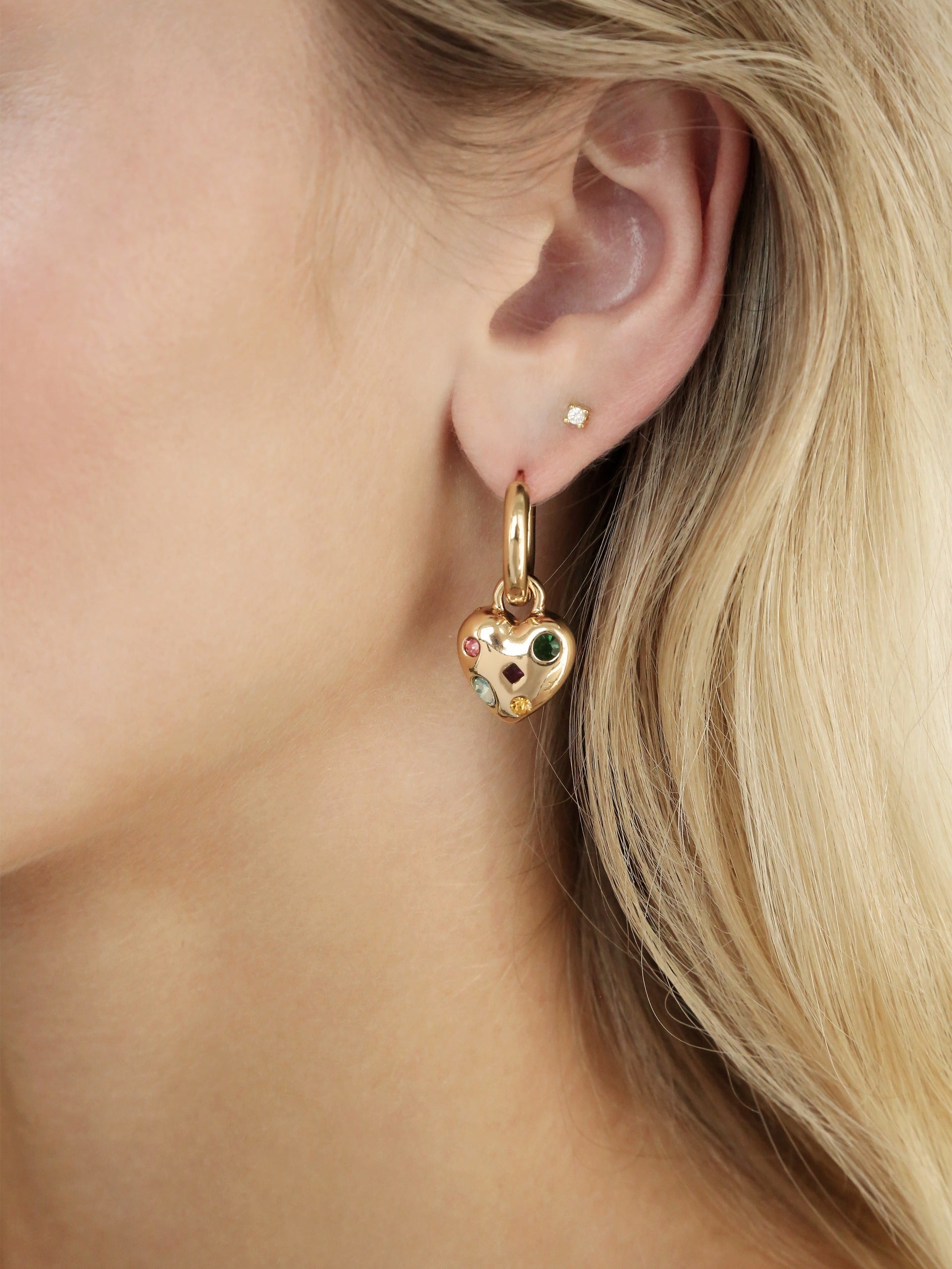 Rainbow Crystal Heart Dangle Earrings-Vavasi