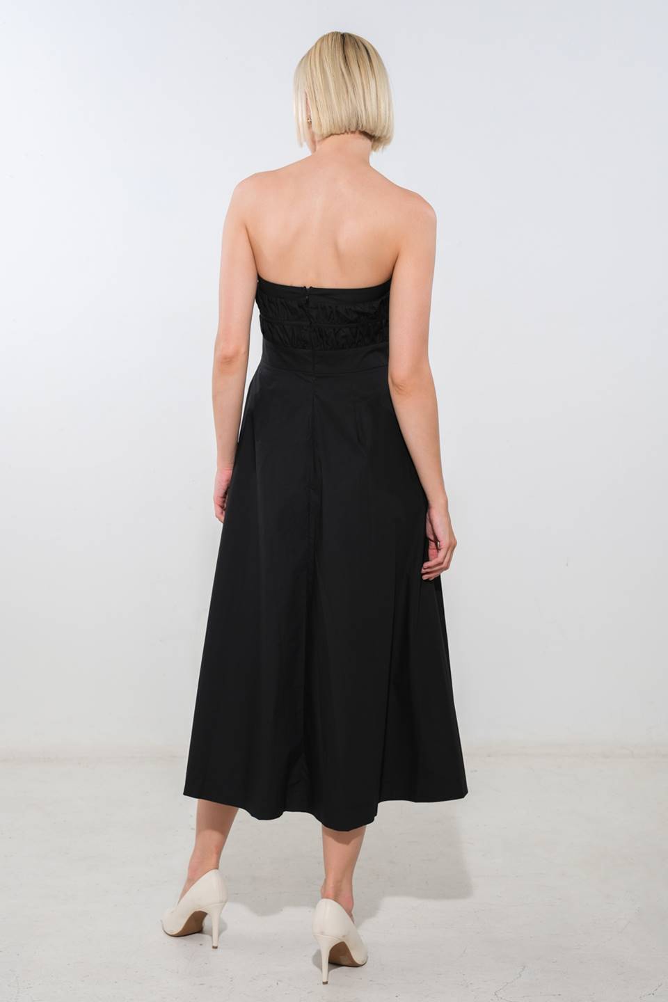 MYSTIC MIDI DRESS - STRAPLESS COTTON DRESS-Vavasi