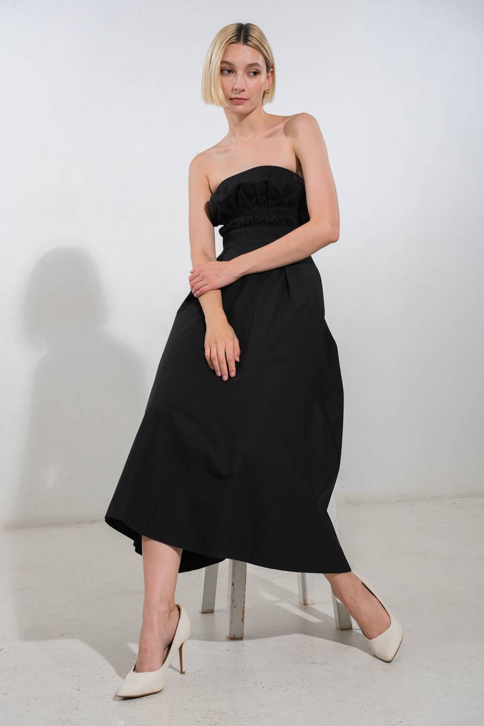 MYSTIC MIDI DRESS - STRAPLESS COTTON DRESS-Vavasi