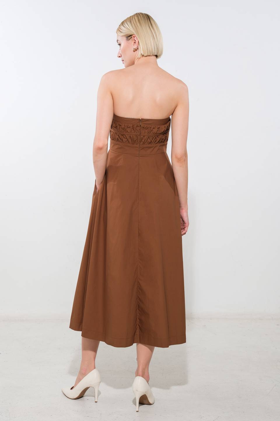 MYSTIC MIDI DRESS - STRAPLESS COTTON DRESS-Vavasi
