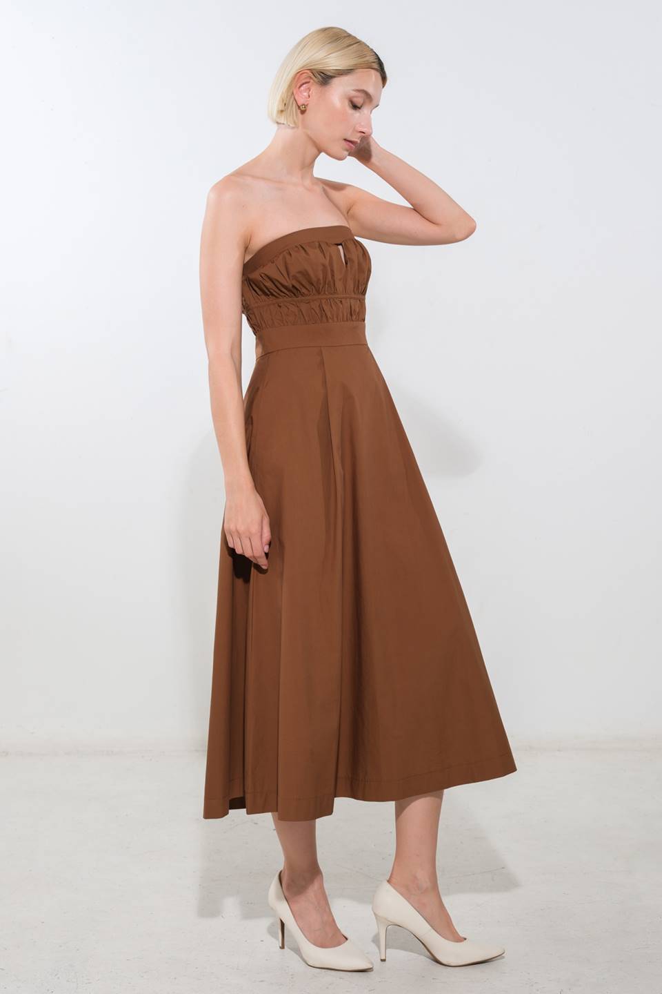 MYSTIC MIDI DRESS - STRAPLESS COTTON DRESS-Vavasi