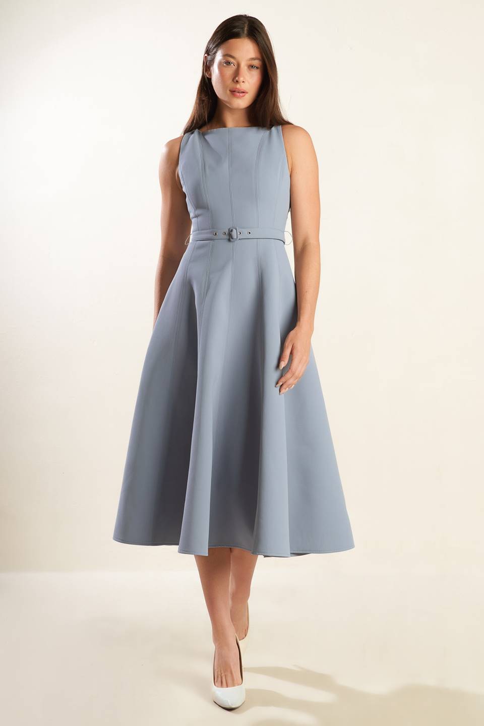 SUNDAY STROLL BOAT NECK MIDI DRESS-Vavasi