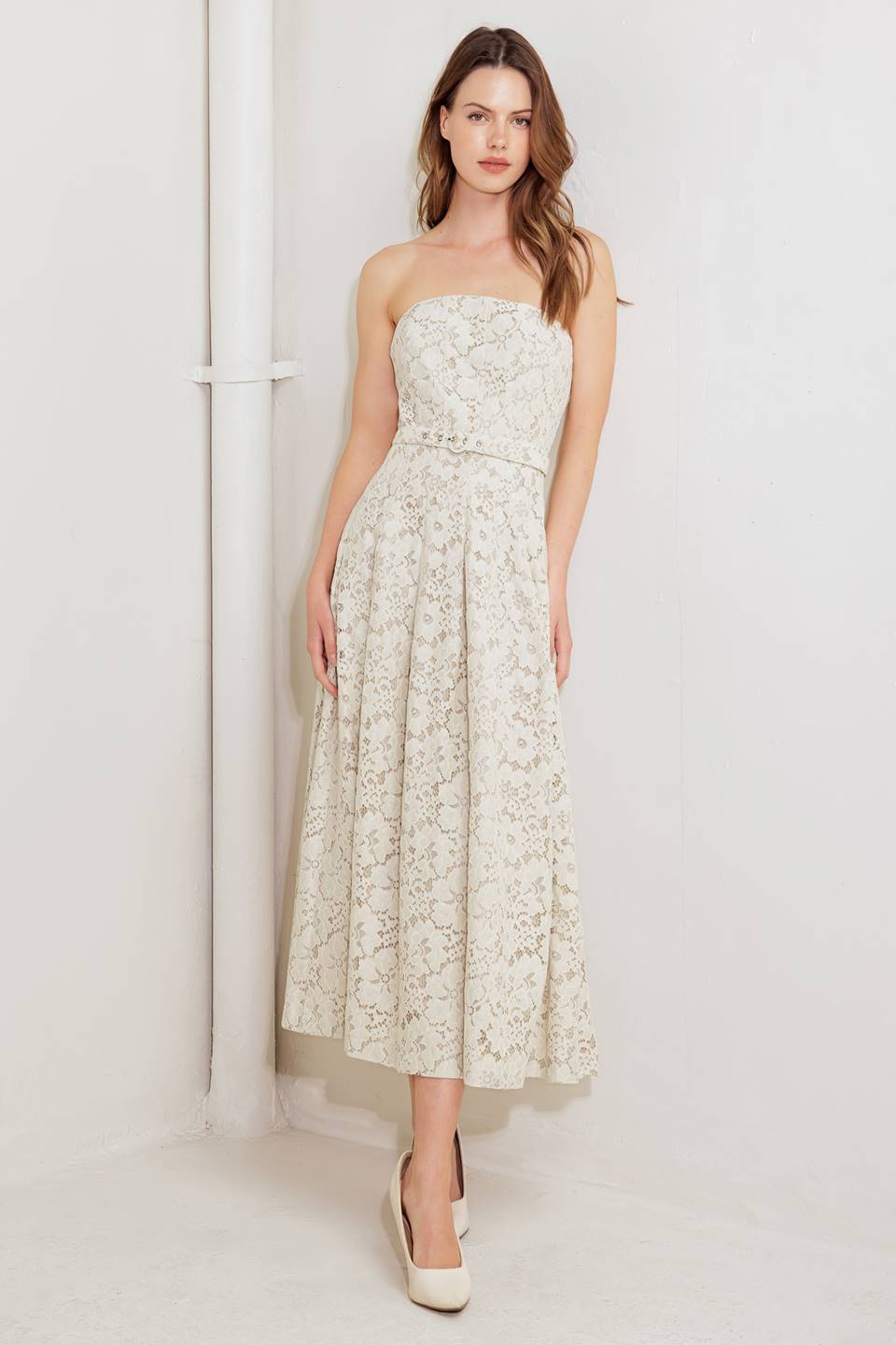 EMORY MIDI DRESS - IVORY LACE-Vavasi