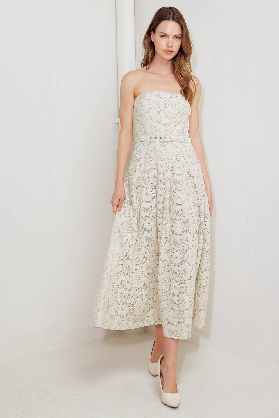 EMORY MIDI DRESS - IVORY LACE-Vavasi