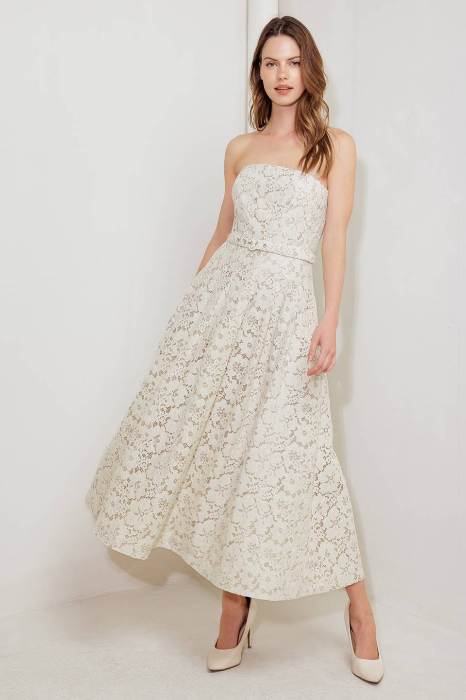 EMORY MIDI DRESS - IVORY LACE-Vavasi
