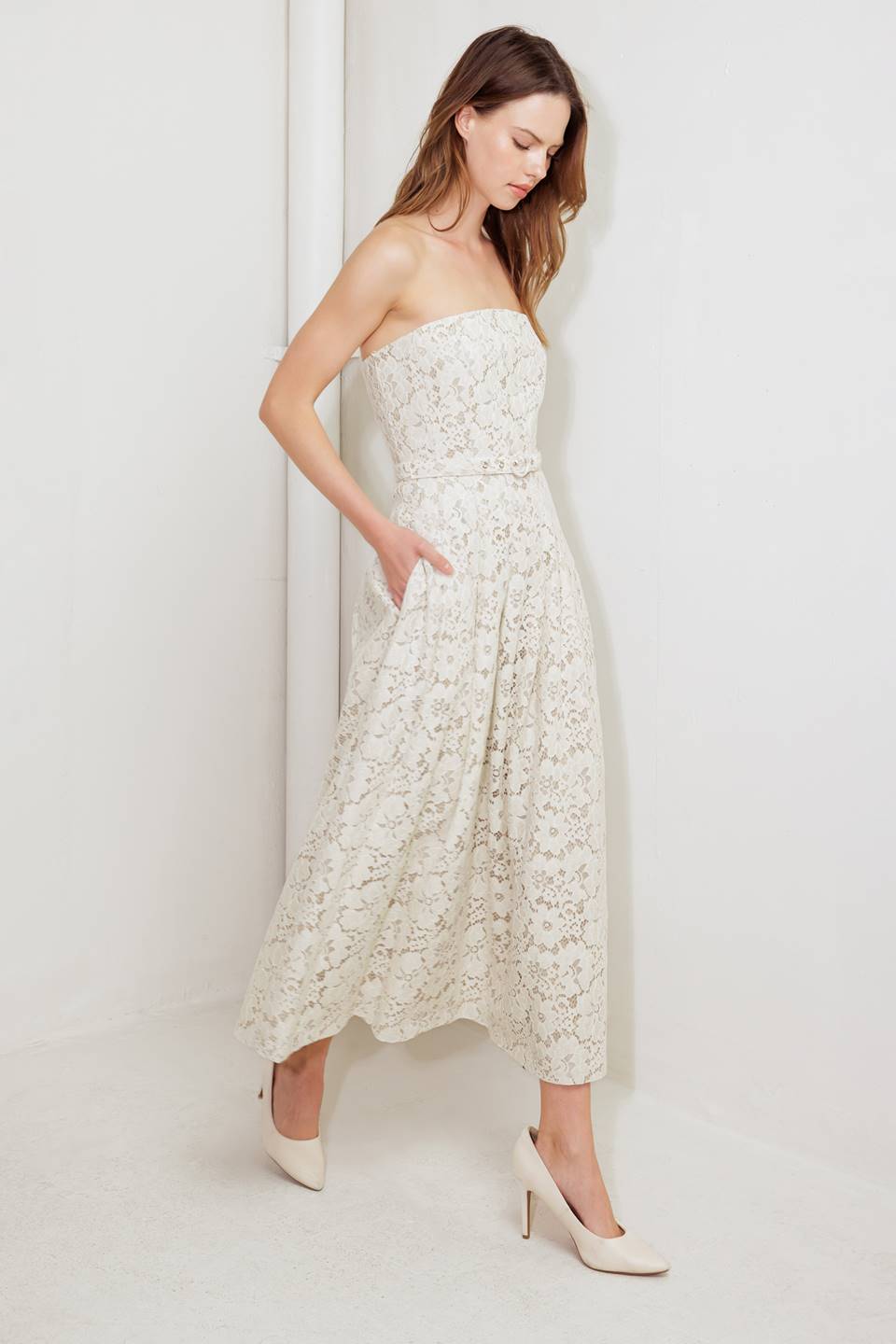 EMORY MIDI DRESS - IVORY LACE-Vavasi