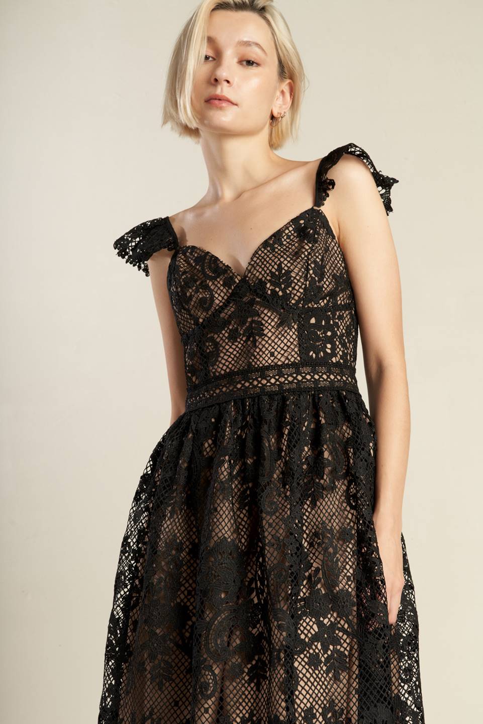 KNOW YOU BETTER LACE WOVEN MIDI DRESS-Vavasi