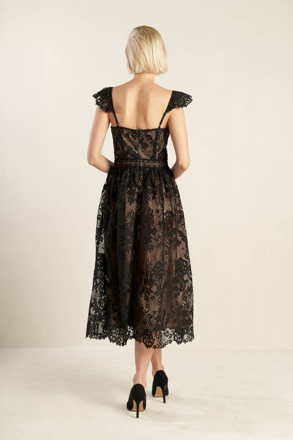 KNOW YOU BETTER LACE WOVEN MIDI DRESS-Vavasi