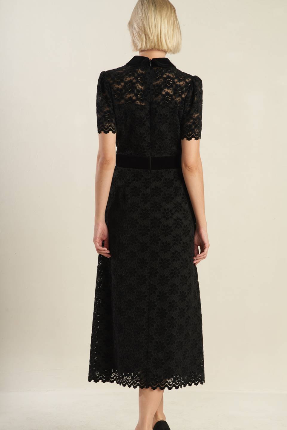 BOLD SYMPHONY WOVEN LACE MIDI DRESS-Vavasi