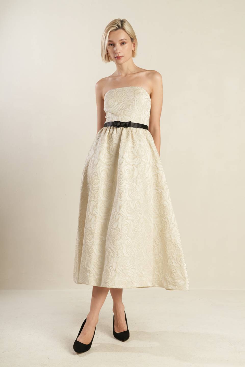 Size Medium, GET WHAT YOU NEED CHAMPAGNE MIDI DRESS - FINAL SALE-Vavasi