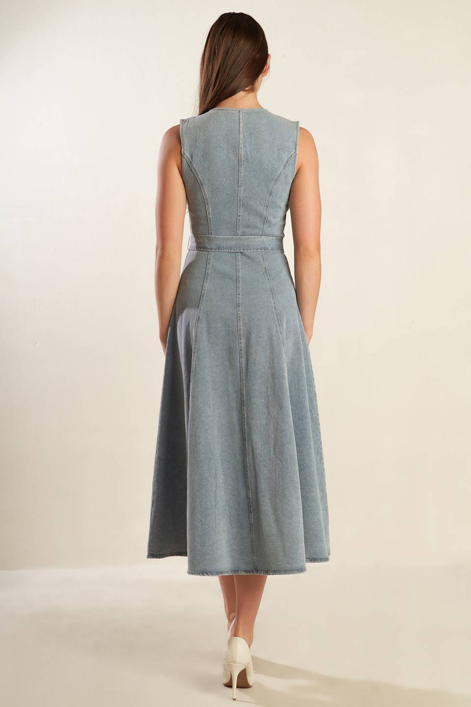 NAUTICAL & NICE - LIGHT DENIM - MIDI DRESS-Vavasi
