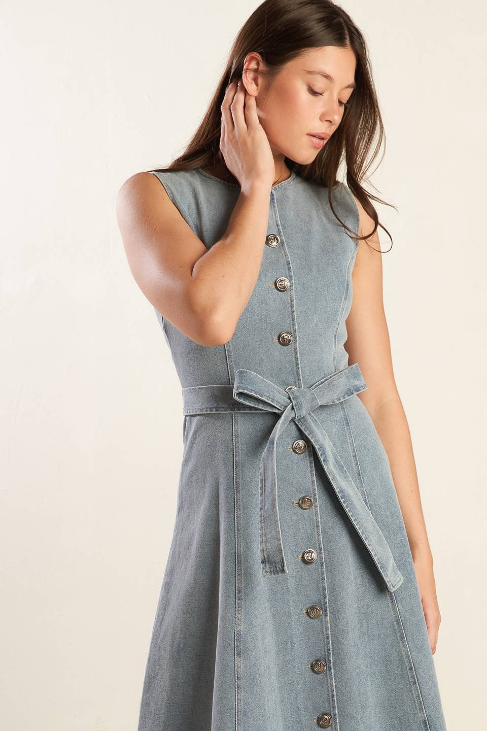 NAUTICAL & NICE - LIGHT DENIM - MIDI DRESS-Vavasi