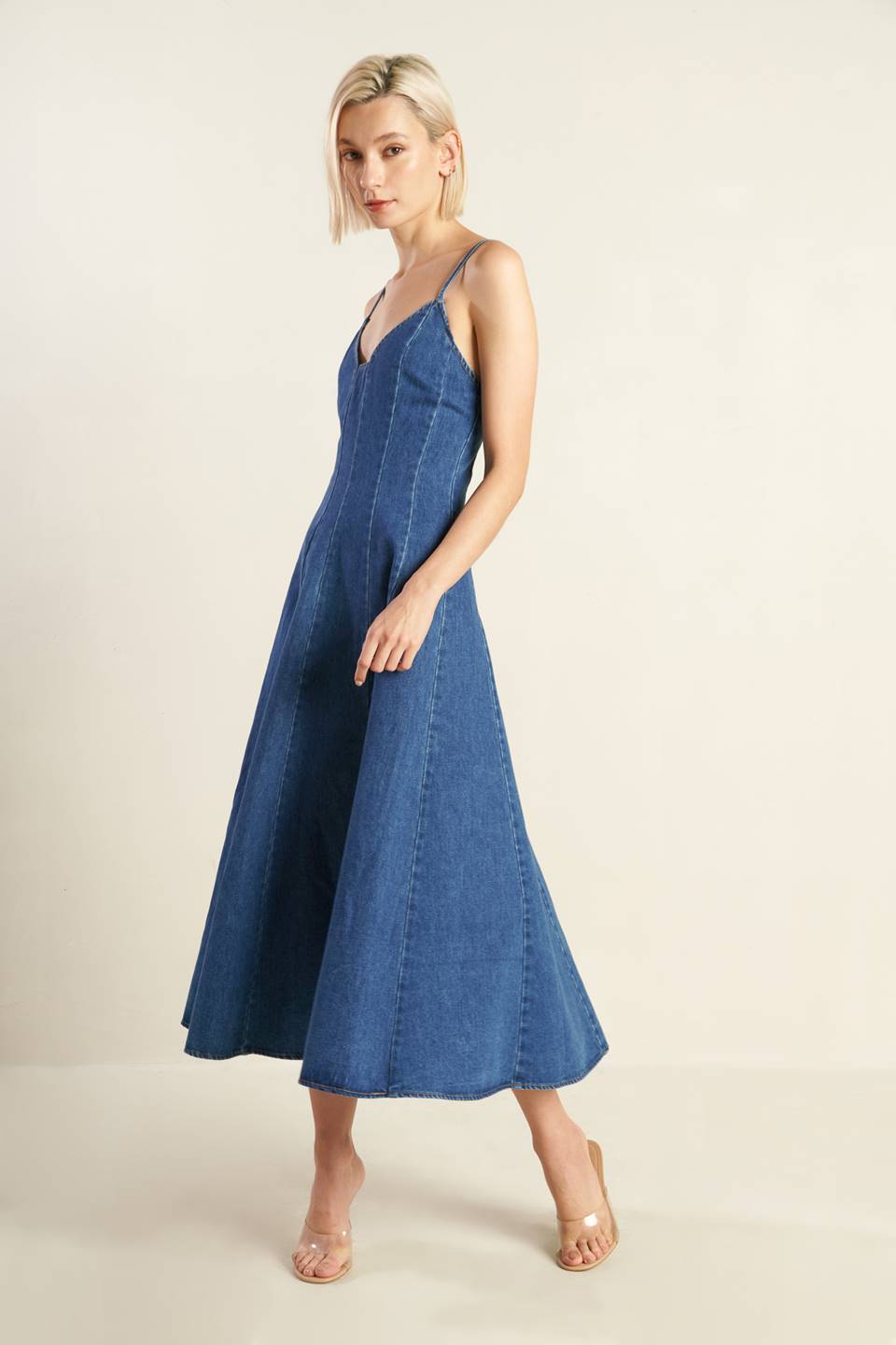 ROSEWOOD ROMANCE DENIM MIDI DRESS-Vavasi