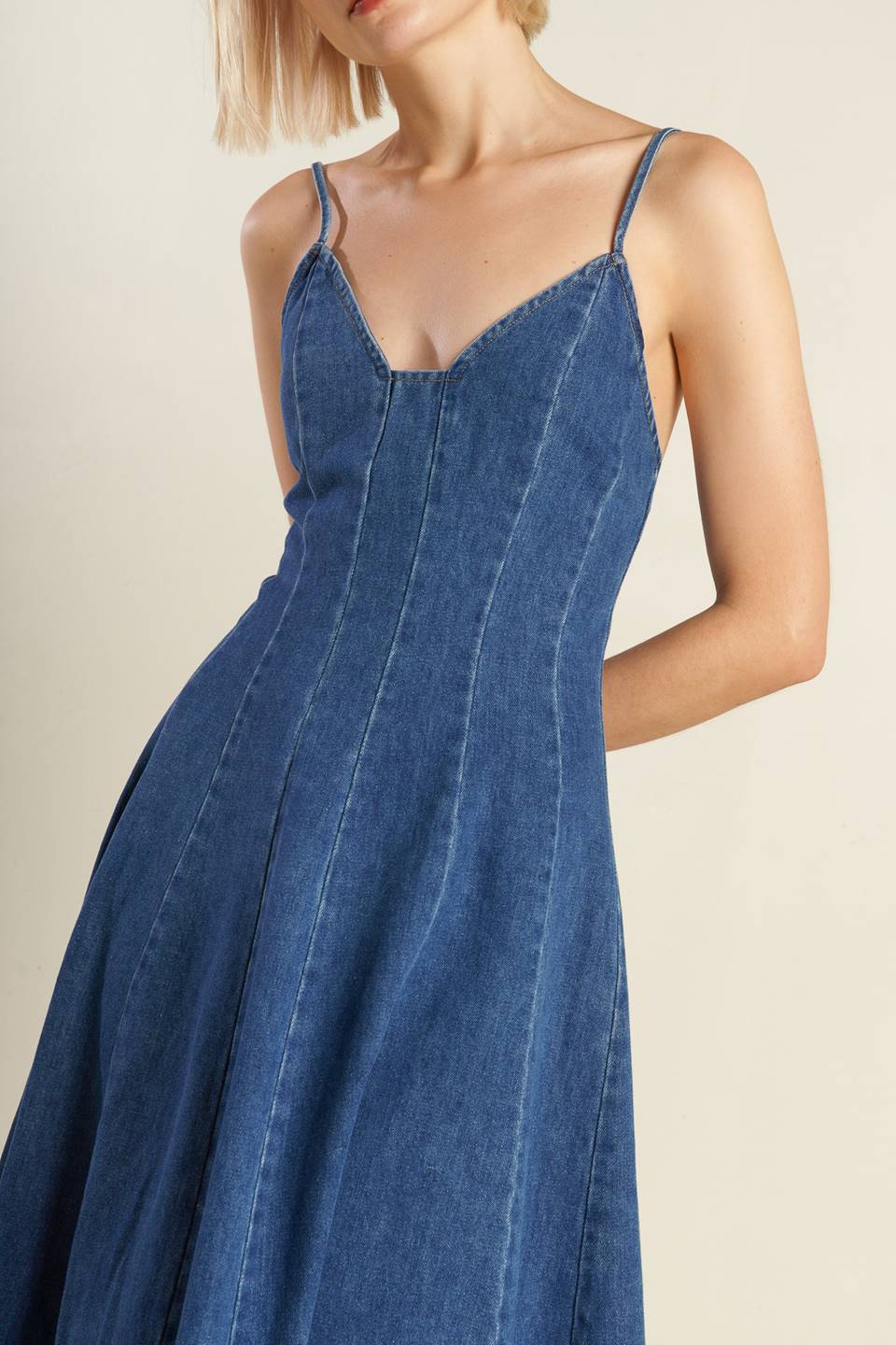 ROSEWOOD ROMANCE DENIM MIDI DRESS-Vavasi