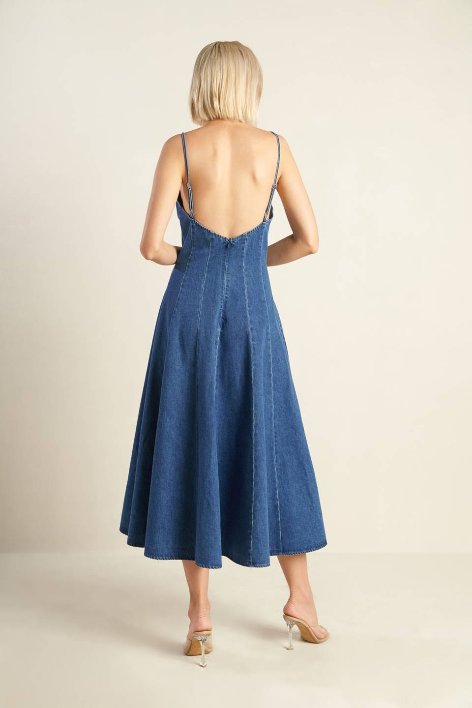 ROSEWOOD ROMANCE DENIM MIDI DRESS-Vavasi
