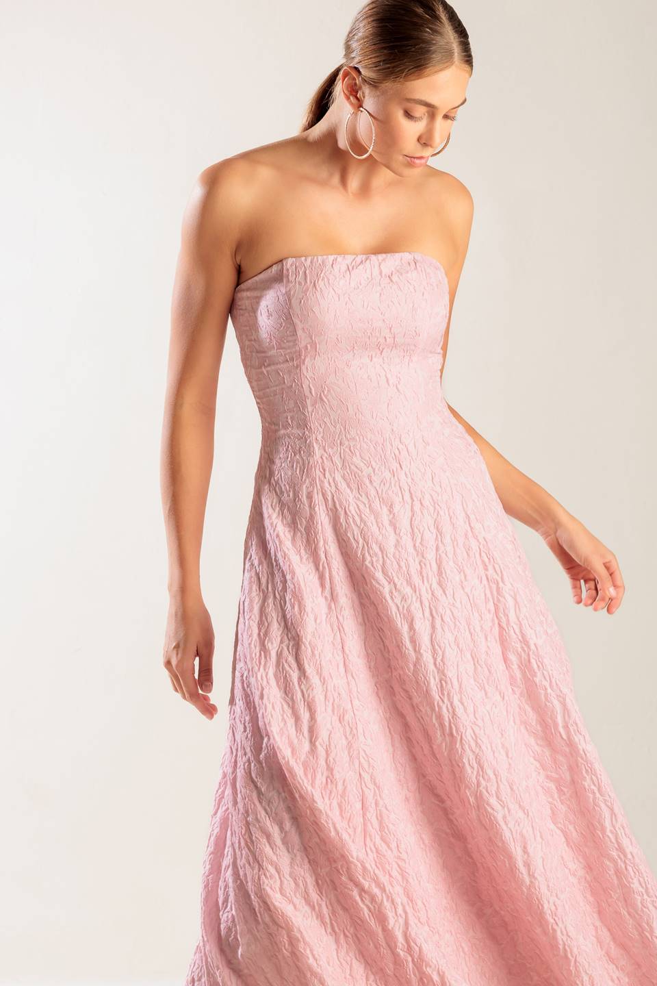ROLL WITH IT MIDI DRESS - LIGHT PINK-Vavasi
