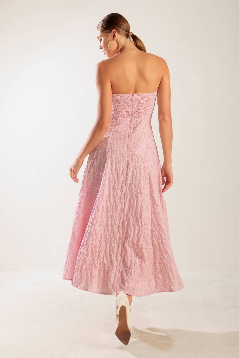 ROLL WITH IT MIDI DRESS - LIGHT PINK-Vavasi