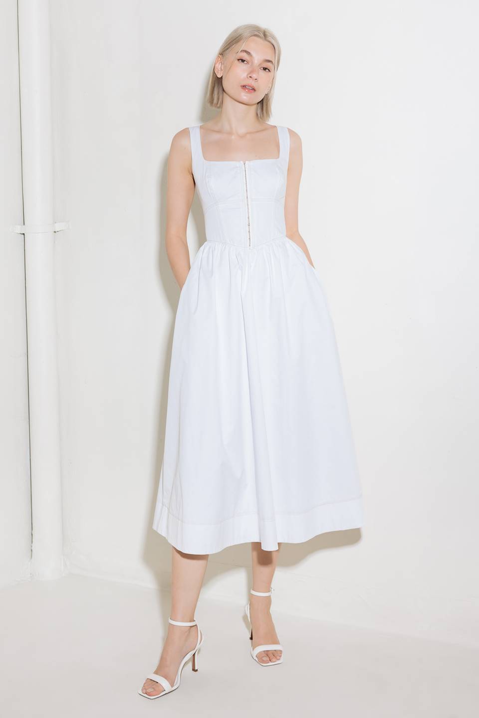 CATCH THE SUN WHITE MIDI DRESS-Vavasi