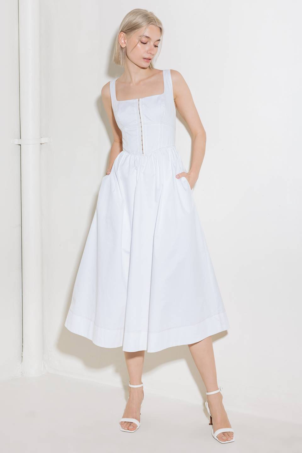 CATCH THE SUN WHITE MIDI DRESS-Vavasi