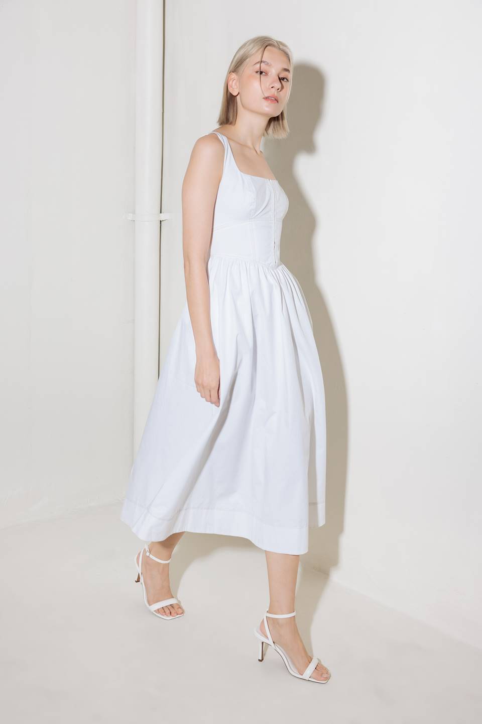 CATCH THE SUN WHITE MIDI DRESS-Vavasi
