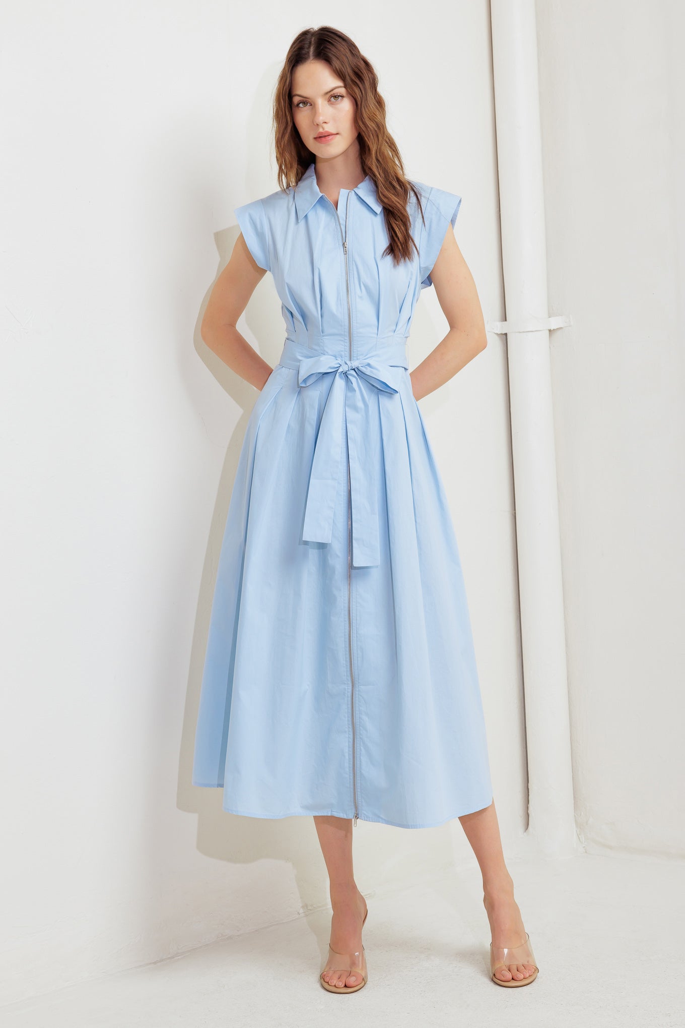 NEWPORT BLUE MIDI SHIRT DRESS-Vavasi