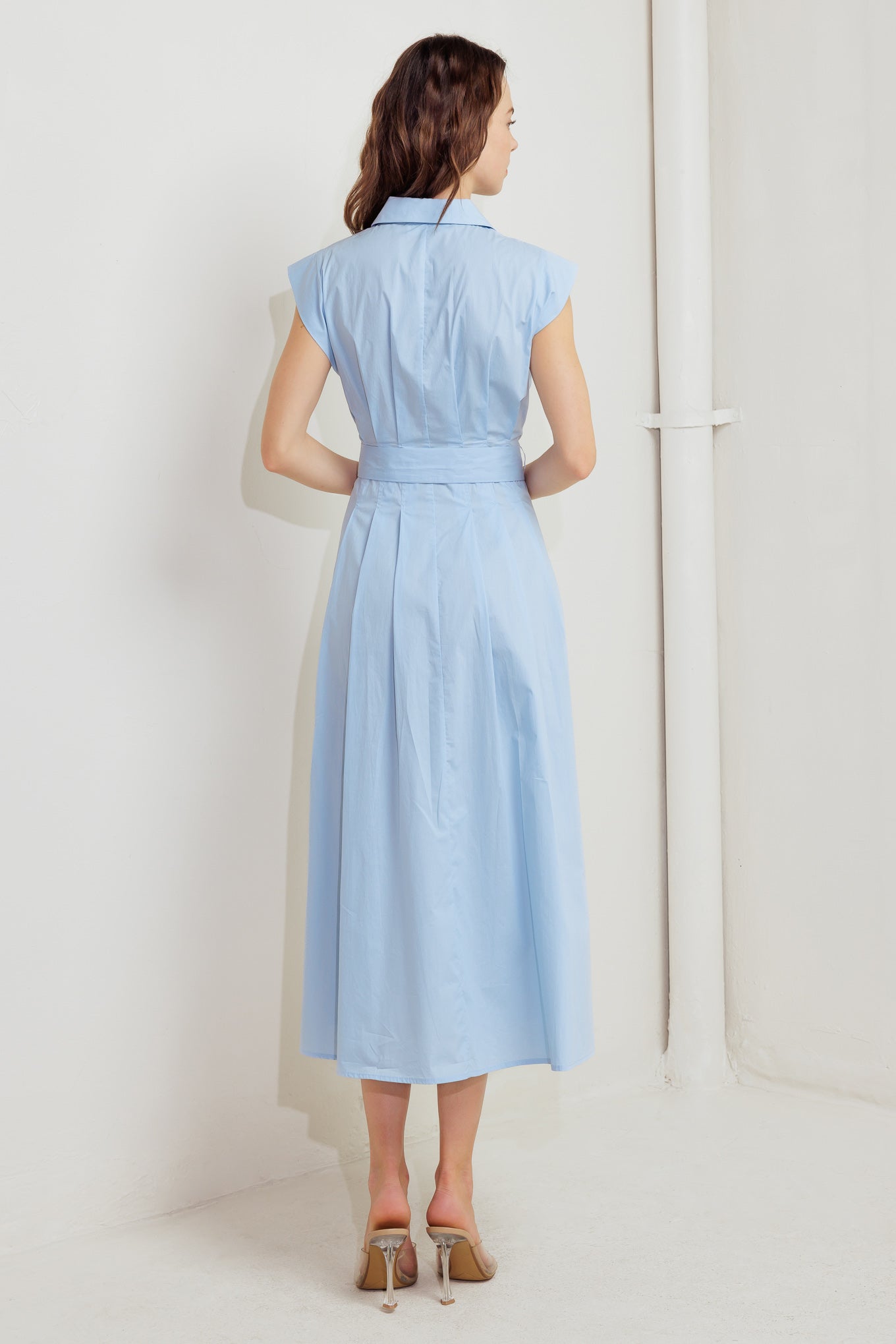 NEWPORT BLUE MIDI SHIRT DRESS-Vavasi
