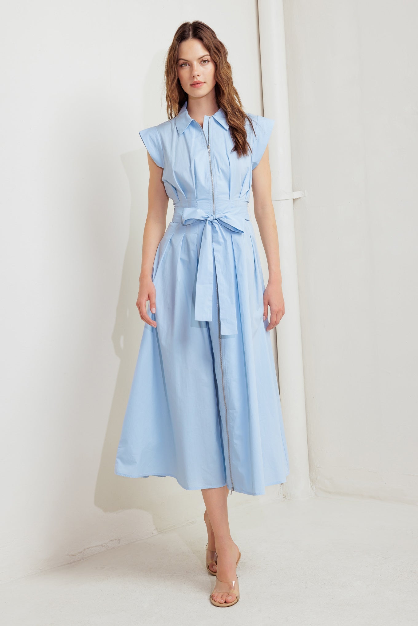 NEWPORT BLUE MIDI SHIRT DRESS-Vavasi