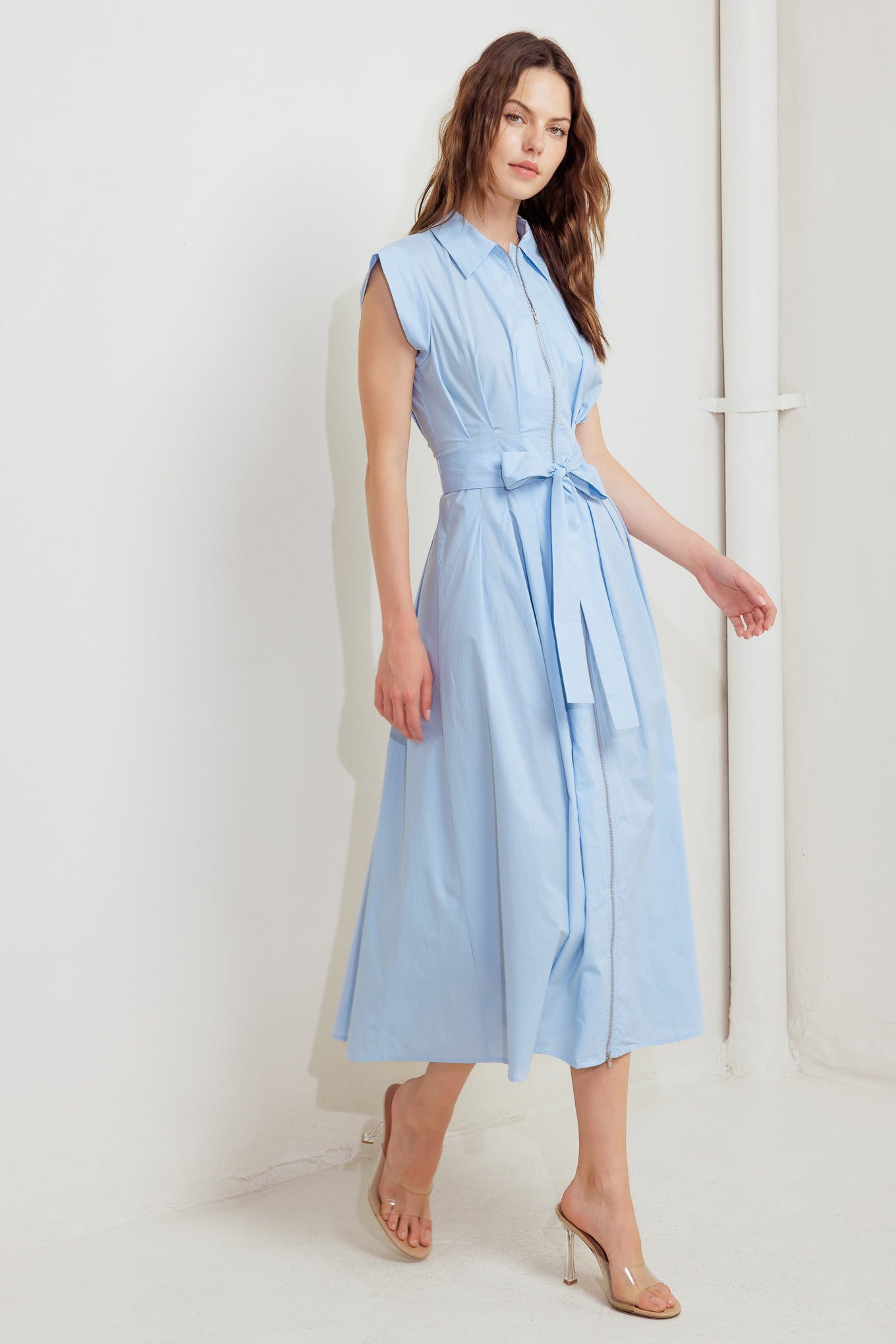 NEWPORT BLUE MIDI SHIRT DRESS-Vavasi