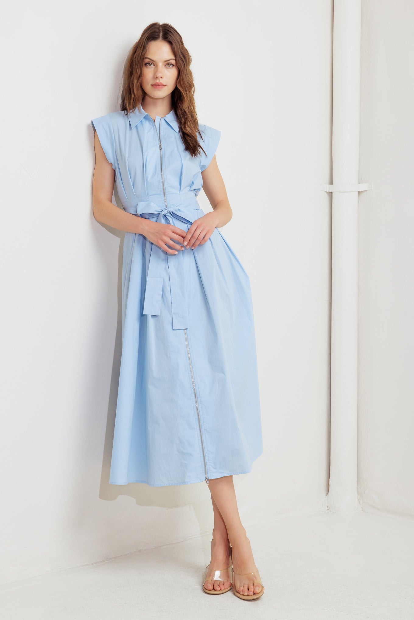 NEWPORT BLUE MIDI SHIRT DRESS-Vavasi