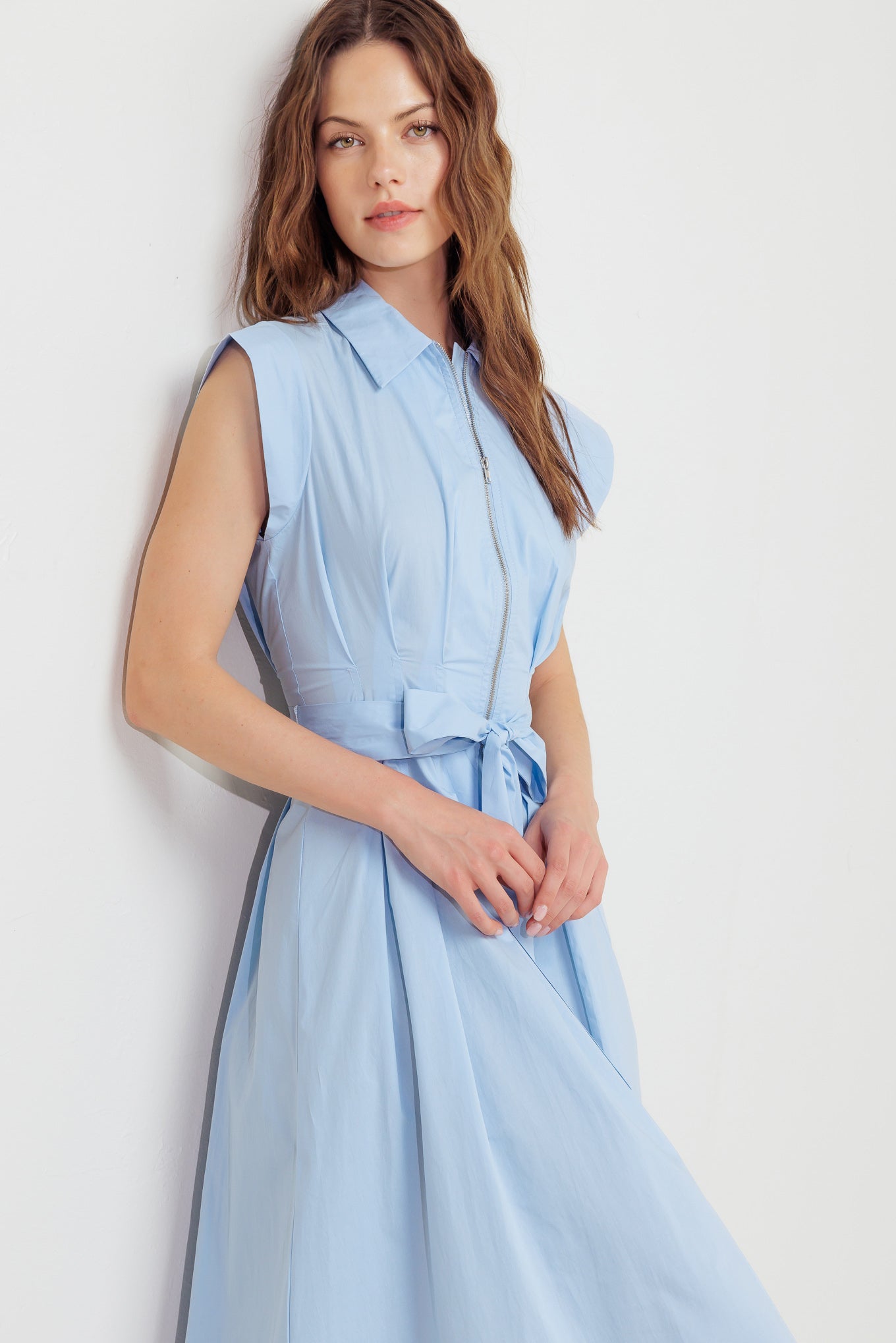 NEWPORT BLUE MIDI SHIRT DRESS-Vavasi