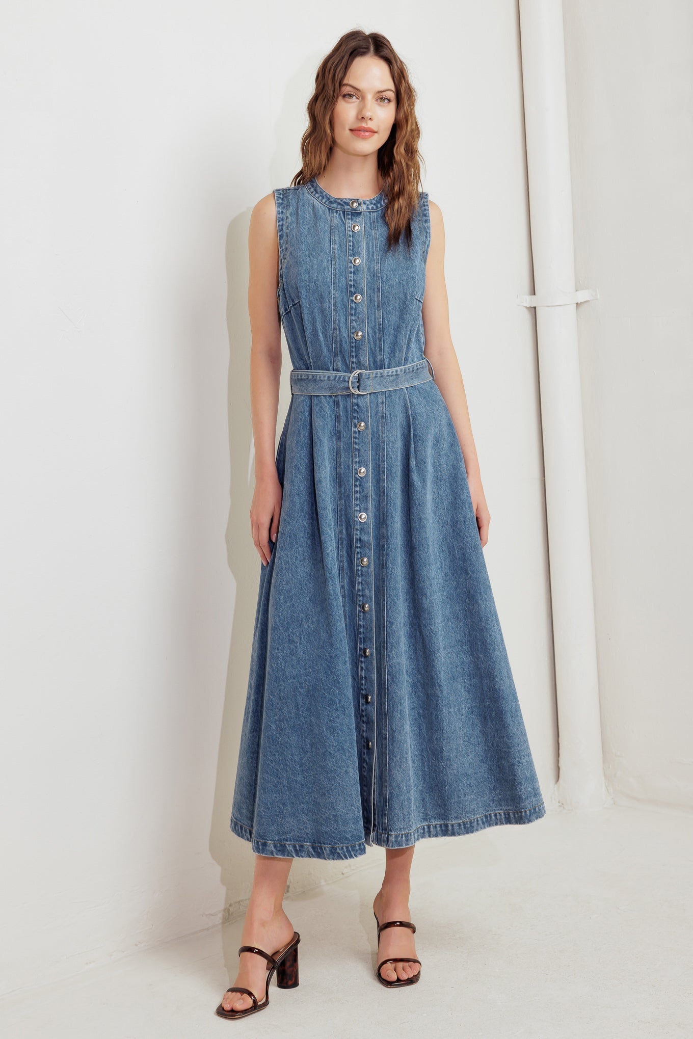 MIDNIGHT RODEO DENIM MIDI DRESS-Vavasi