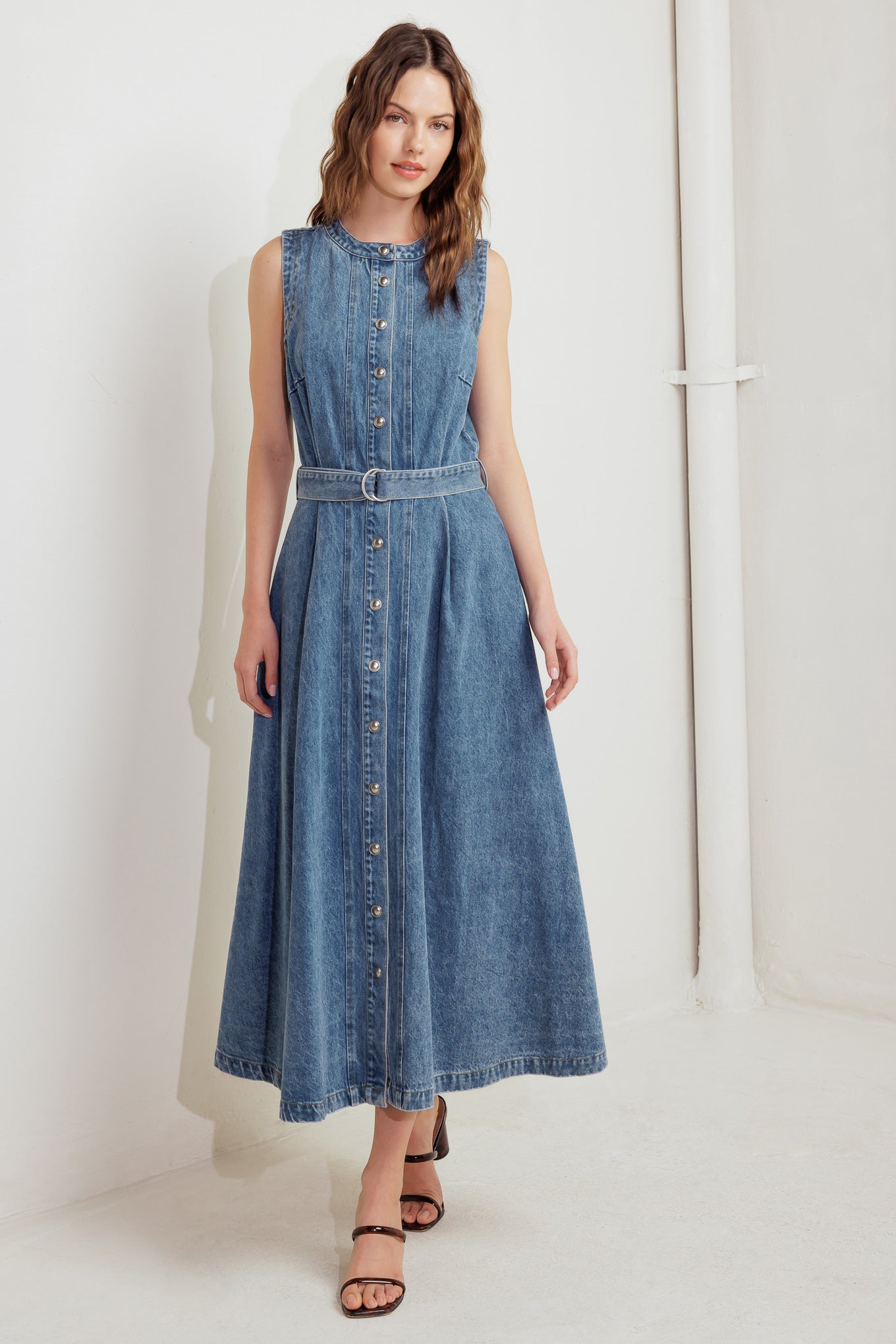 MIDNIGHT RODEO DENIM MIDI DRESS-Vavasi