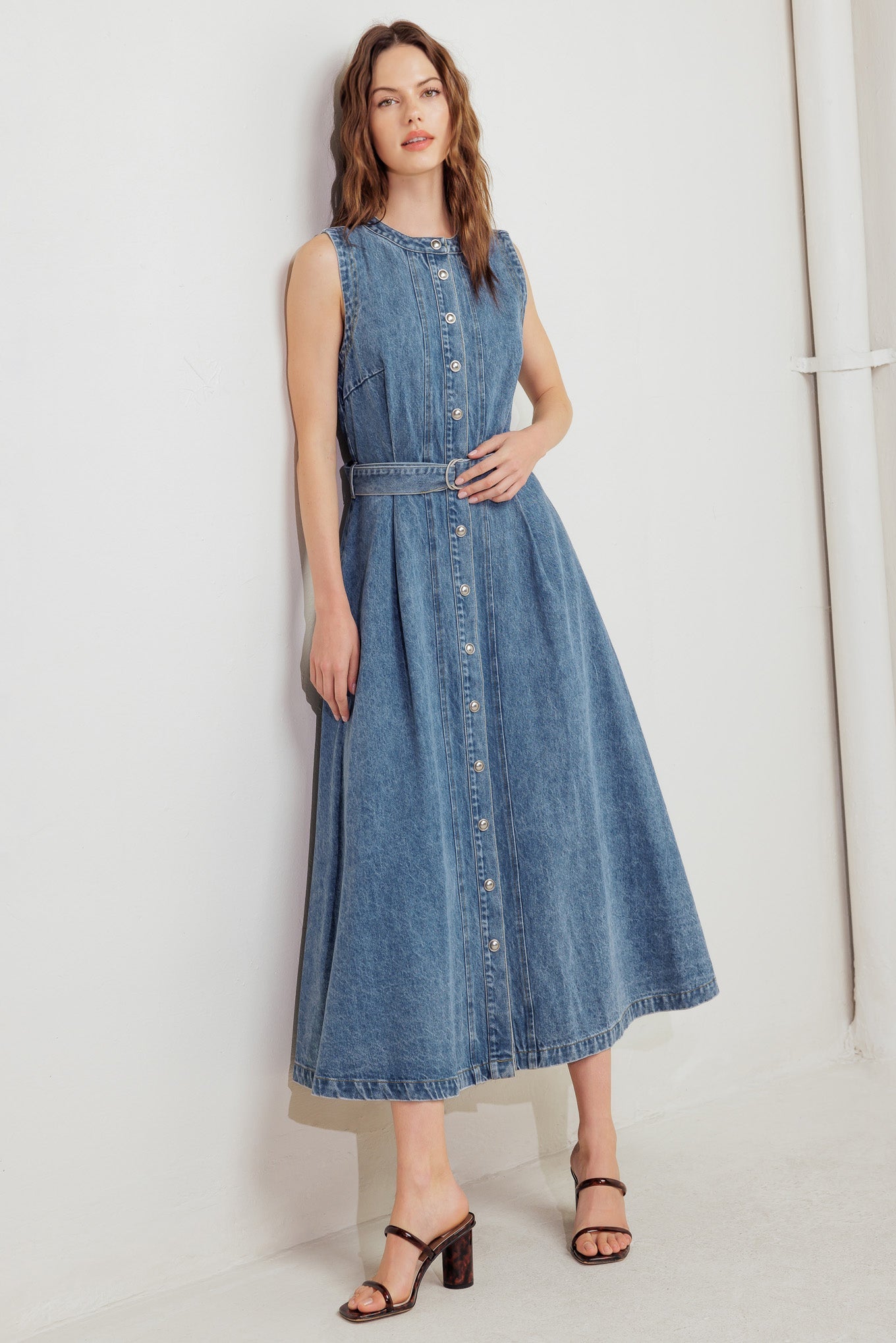MIDNIGHT RODEO DENIM MIDI DRESS-Vavasi