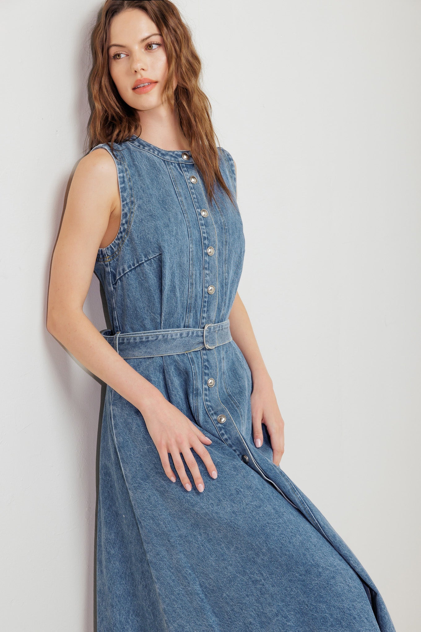 MIDNIGHT RODEO DENIM MIDI DRESS-Vavasi