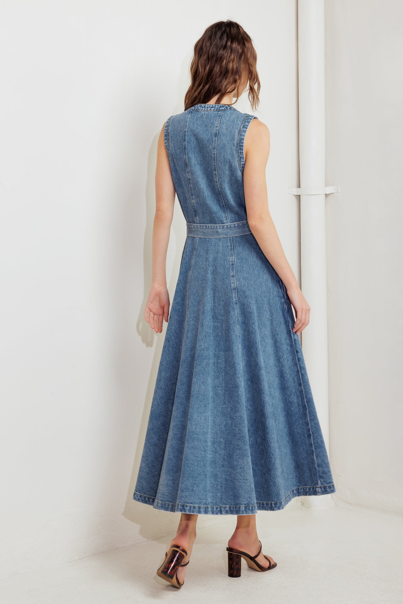 MIDNIGHT RODEO DENIM MIDI DRESS-Vavasi