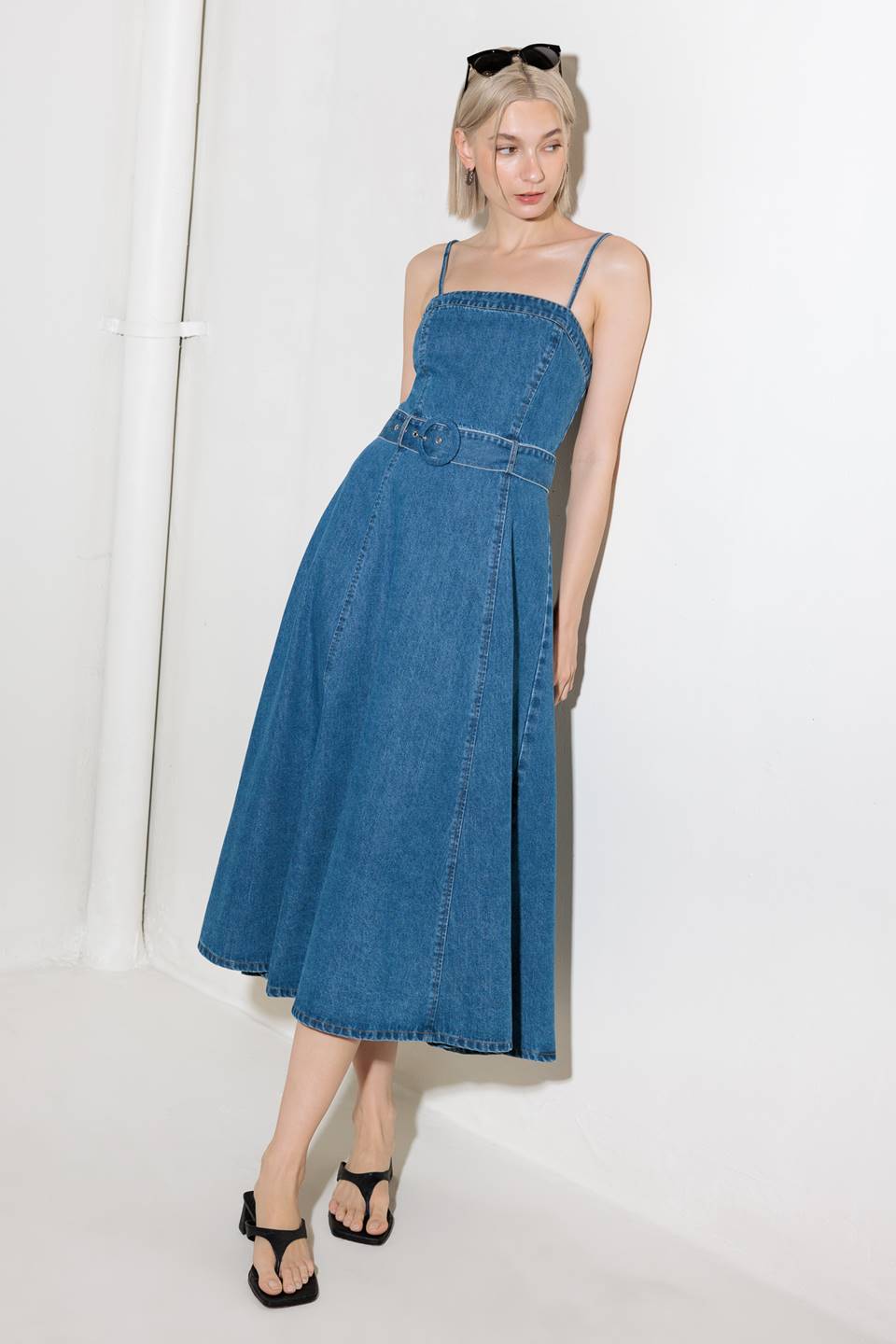 DAWSON WASHED DENIM MIDI DRESS-Vavasi