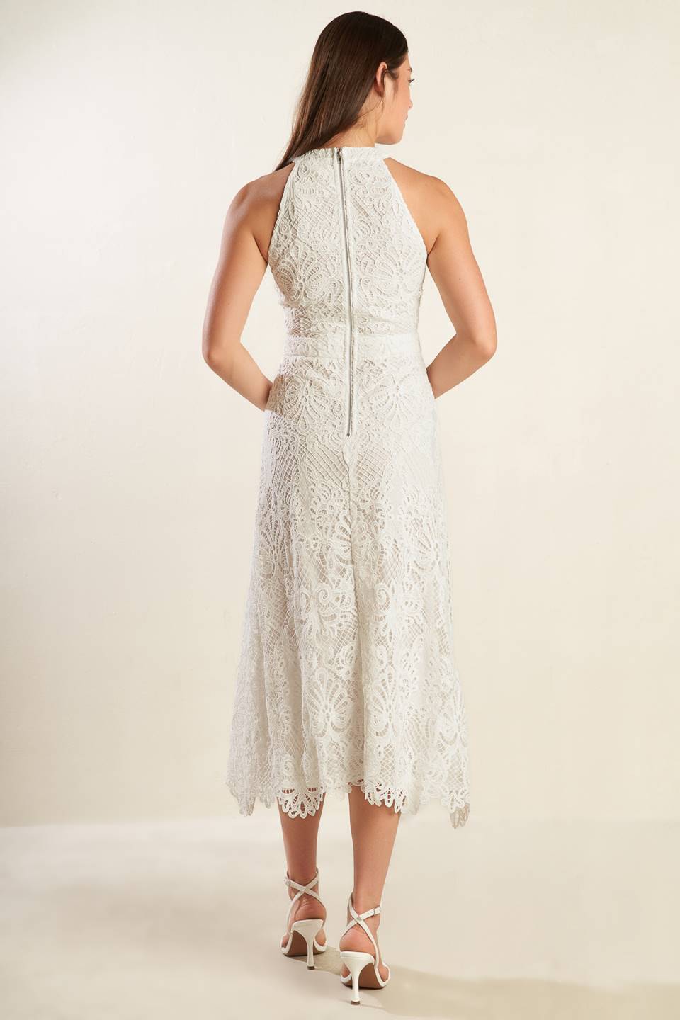 CATCHING DREAMS WOVEN LACE MIDI DRESS-Vavasi
