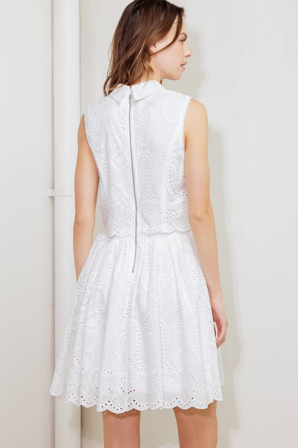 JOVIE WHITE EYELET MINI DRESS-Vavasi