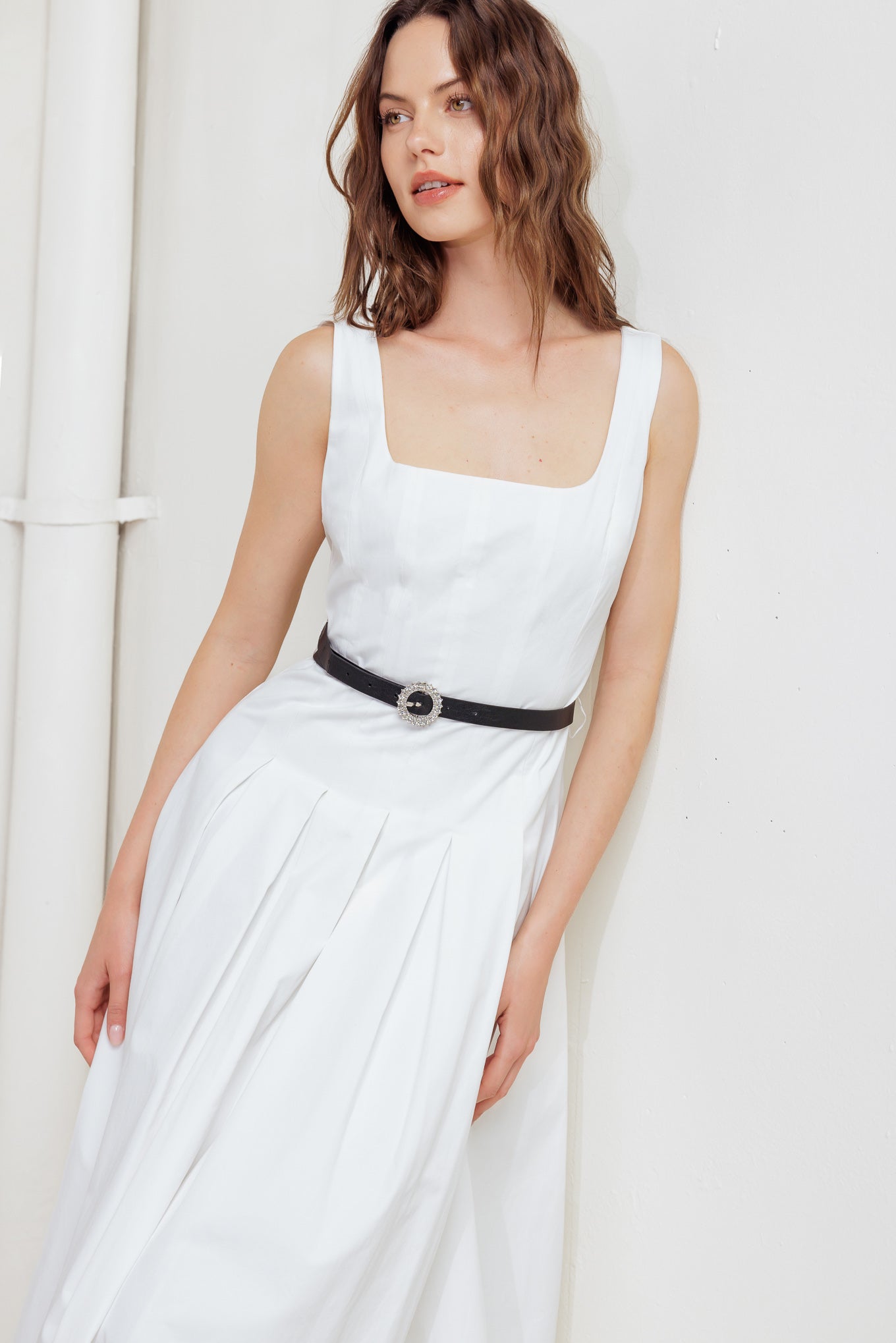 REVERIE WHITE MIDI DRESS-Vavasi