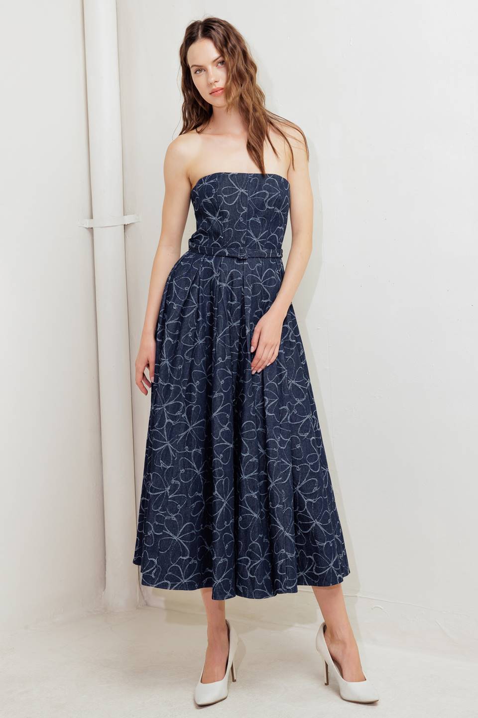 MOONBEAM DENIM MIDI DRESS-Vavasi
