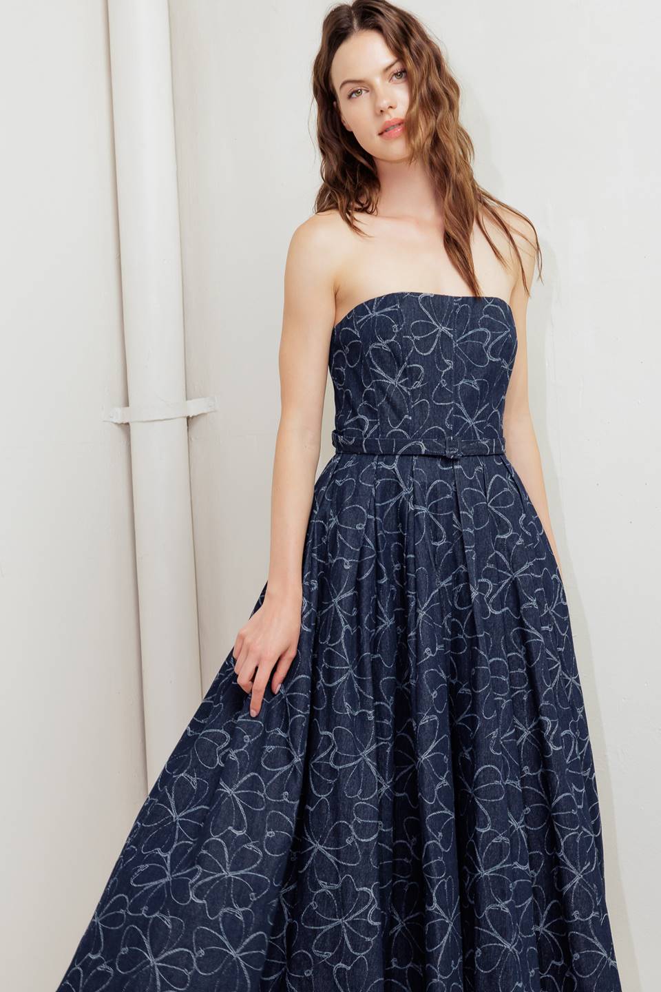 MOONBEAM DENIM MIDI DRESS-Vavasi
