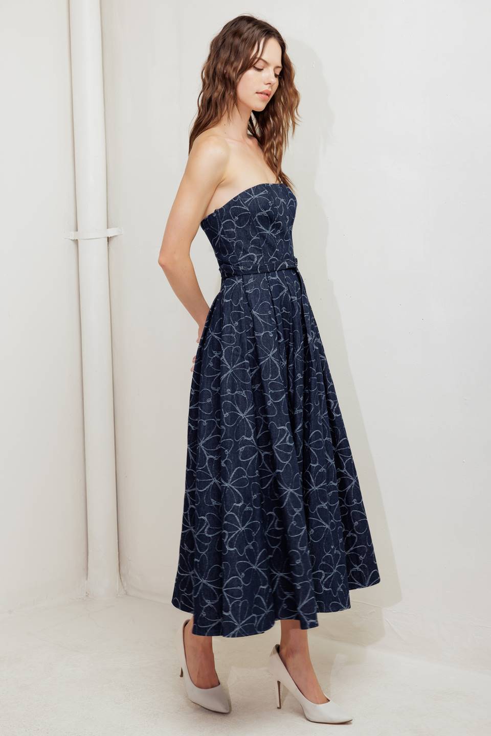 MOONBEAM DENIM MIDI DRESS-Vavasi