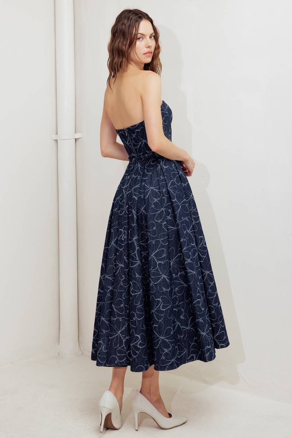 MOONBEAM DENIM MIDI DRESS-Vavasi